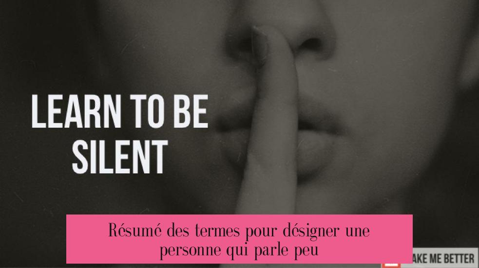 Résumé des termes pour désigner une personne qui parle peu