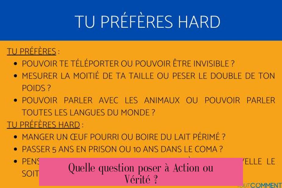 Quelle question poser à Action ou Vérité ?