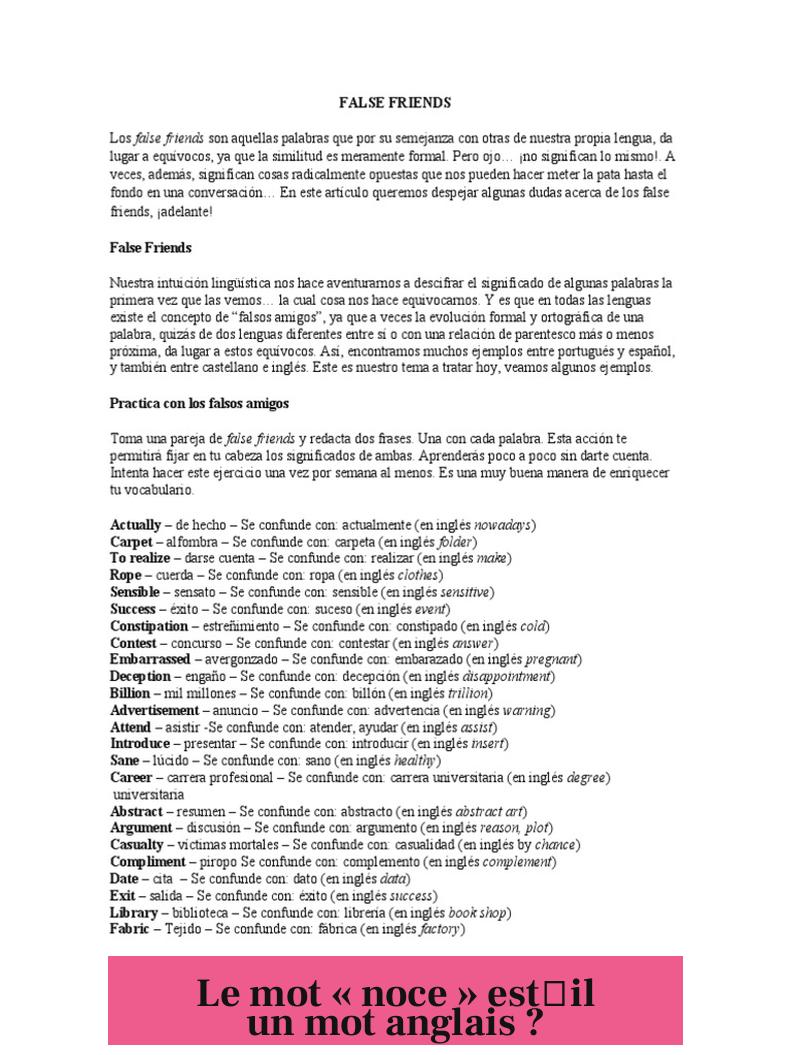 Le mot « noce » est‐il un mot anglais ?