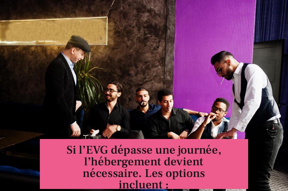 Si l’EVG dépasse une journée, l’hébergement devient nécessaire. Les options incluent :