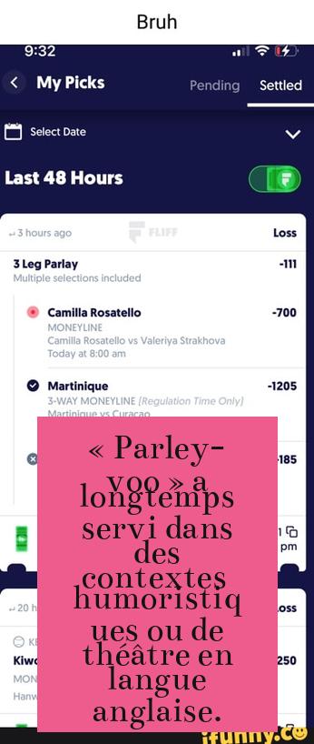 « Parley-voo » a longtemps servi dans des contextes humoristiques ou de théâtre en langue anglaise.