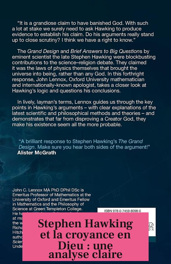 Stephen Hawking et la croyance en Dieu : une analyse claire