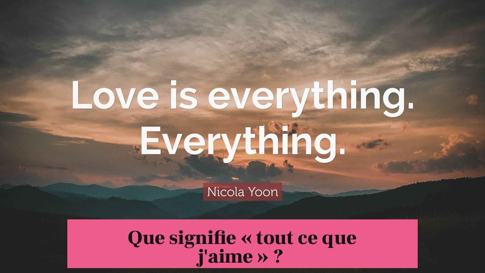 Que signifie « tout ce que j'aime » ?