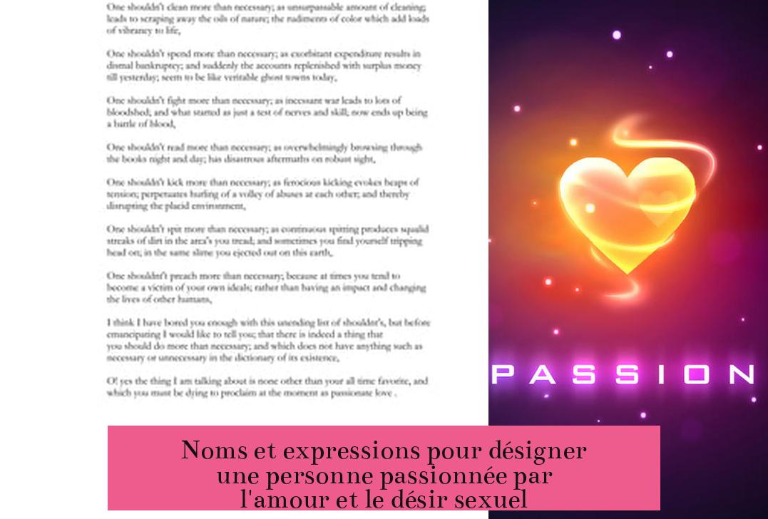 Noms et expressions pour désigner une personne passionnée par l'amour et le désir sexuel