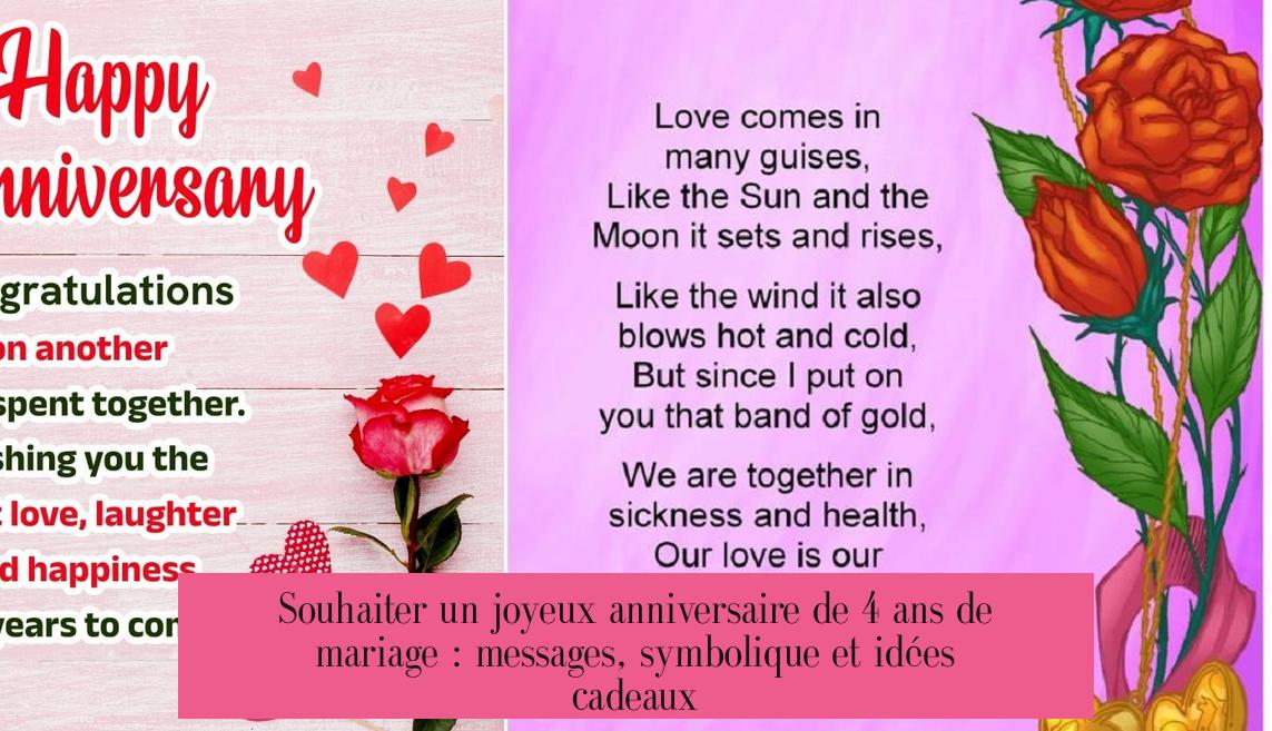 Souhaiter un joyeux anniversaire de 4 ans de mariage : messages, symbolique et idées cadeaux