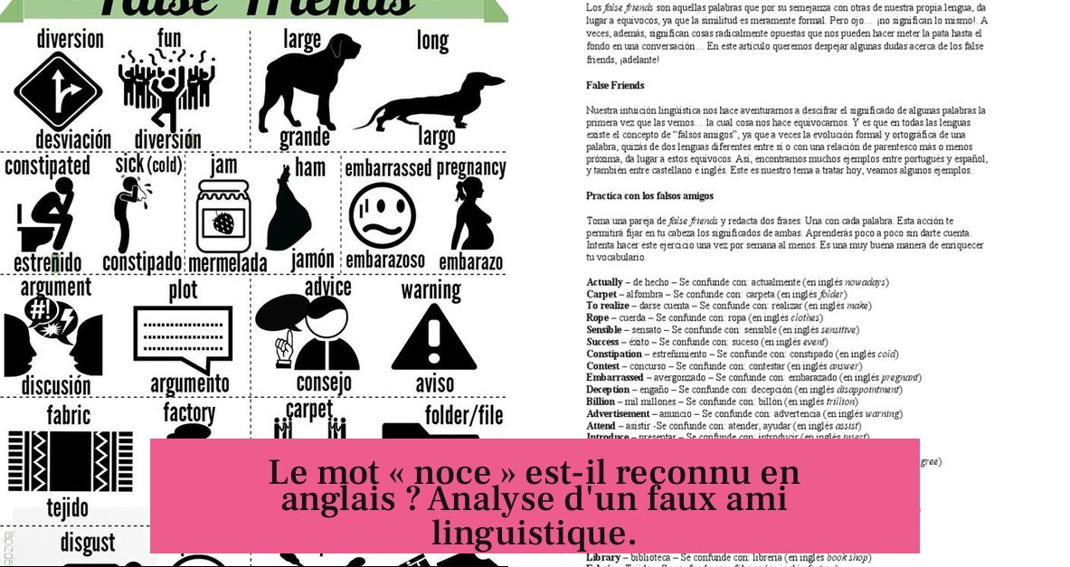 Le mot « noce » est-il reconnu en anglais ? Analyse d'un faux ami linguistique.