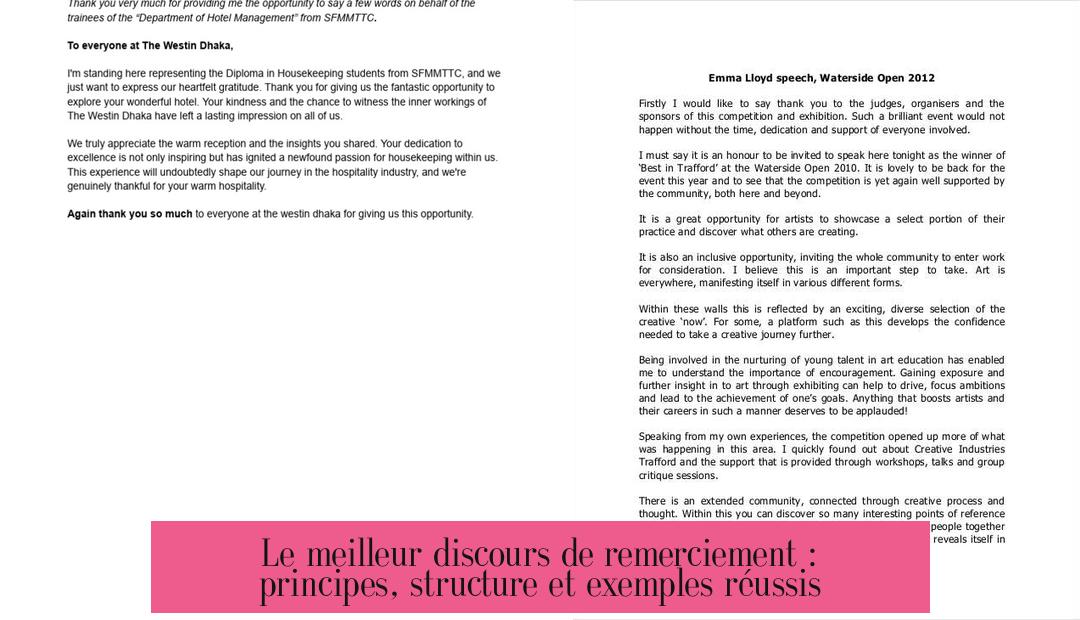Le meilleur discours de remerciement : principes, structure et exemples réussis