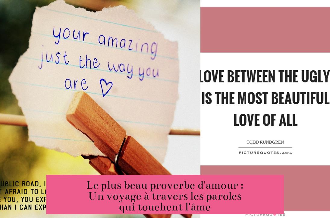 Le plus beau proverbe d'amour : Un voyage à travers les paroles qui touchent l'âme