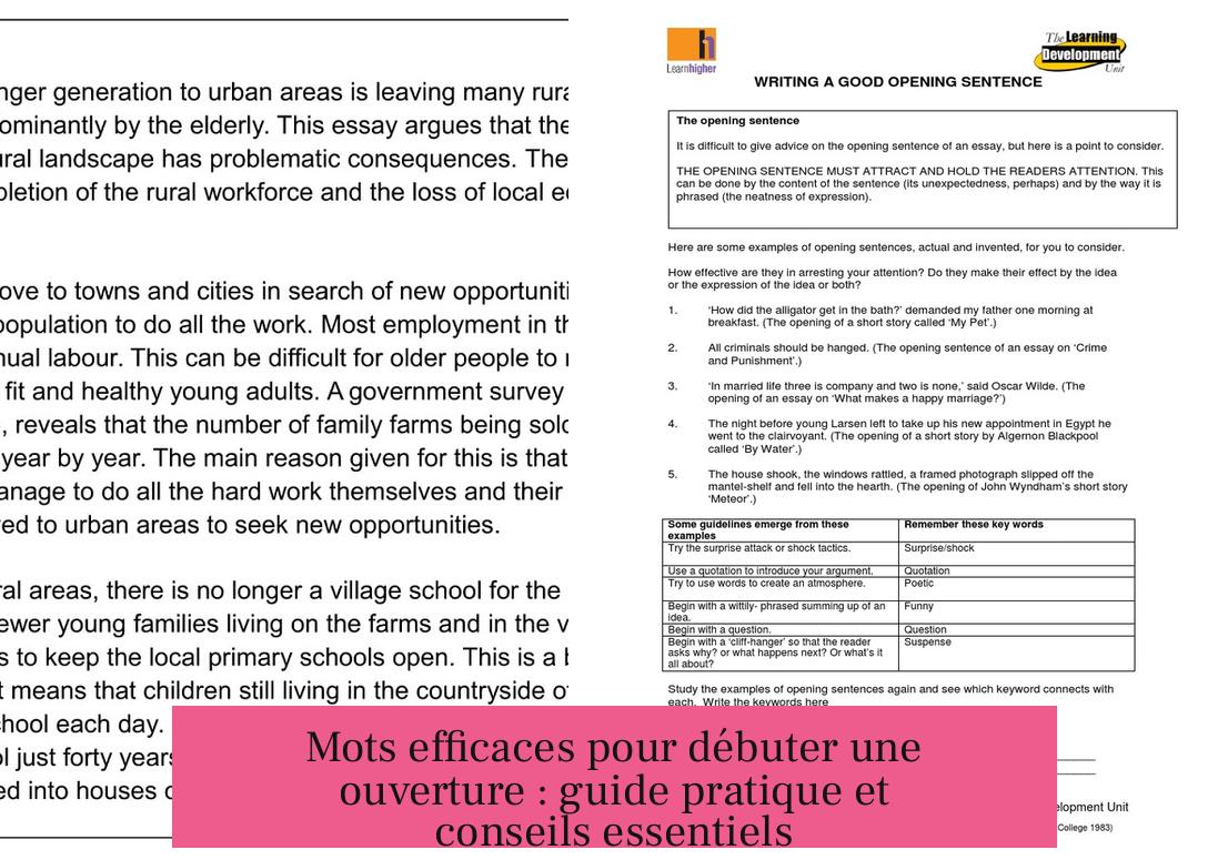 Mots efficaces pour débuter une ouverture : guide pratique et conseils essentiels