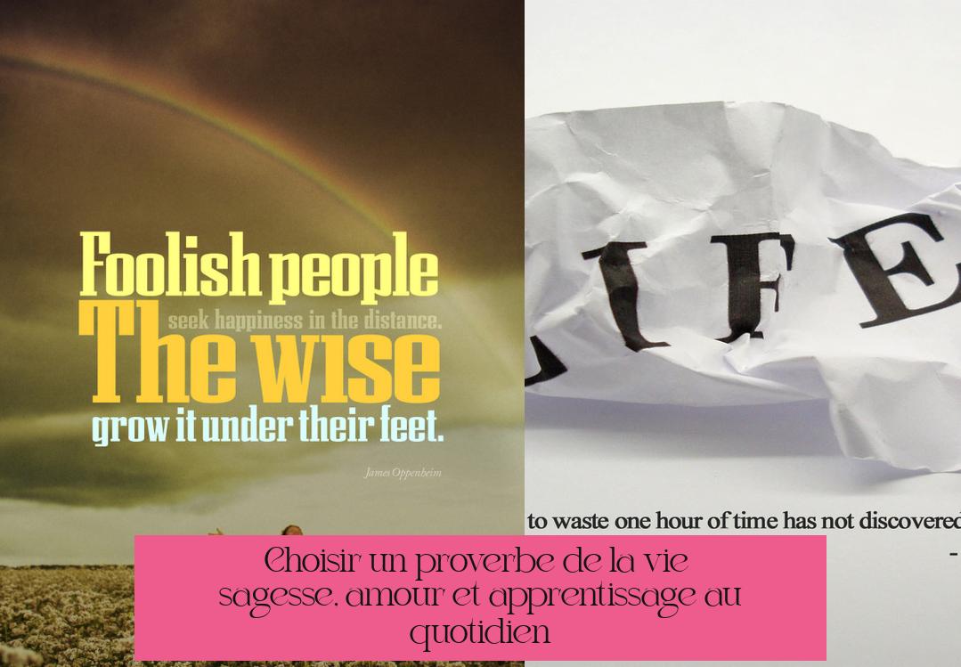 Choisir un proverbe de la vie : sagesse, amour et apprentissage au quotidien