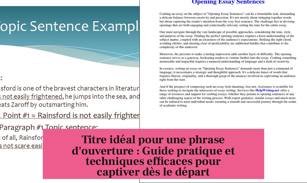 Titre idéal pour une phrase d'ouverture : Guide pratique et techniques efficaces pour captiver dès le départ