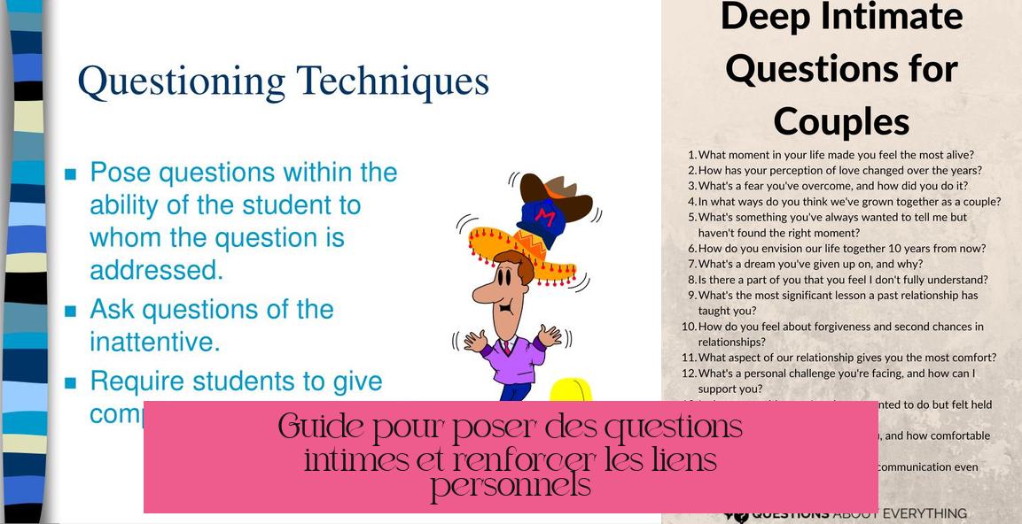 Guide pour poser des questions intimes et renforcer les liens personnels
