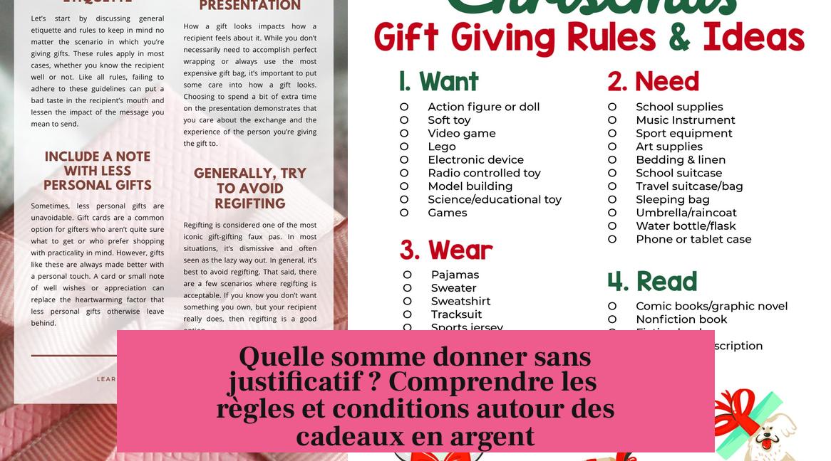 Quelle somme donner sans justificatif ? Comprendre les règles et conditions autour des cadeaux en argent
