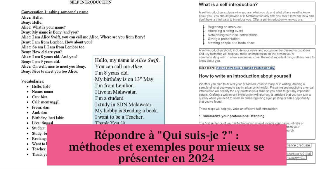 Répondre à "Qui suis-je ?" : méthodes et exemples pour mieux se présenter en 2024