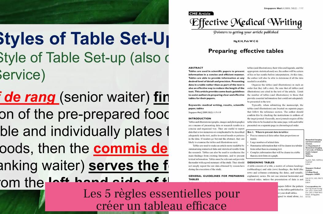 Les 5 règles essentielles pour créer un tableau efficace