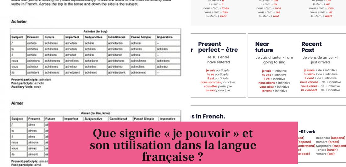 Que signifie « je pouvoir » et son utilisation dans la langue française ?