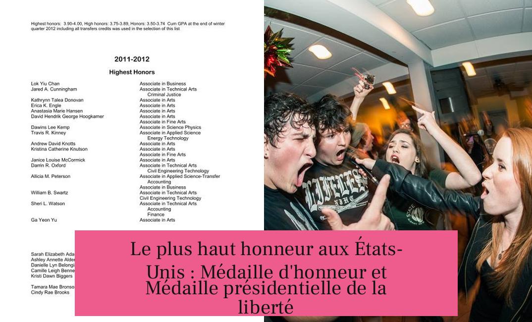 Le plus haut honneur aux États-Unis : Médaille d'honneur et Médaille présidentielle de la liberté