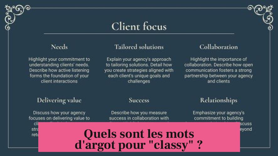 Quels sont les mots d'argot pour "classy" ?