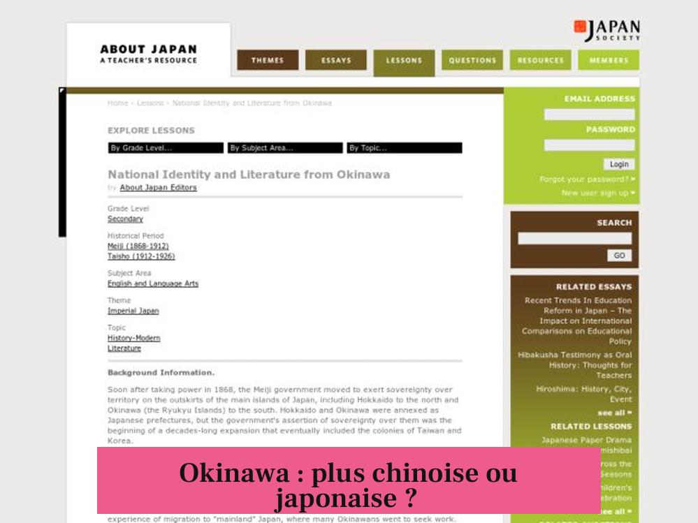 Okinawa : plus chinoise ou japonaise ?