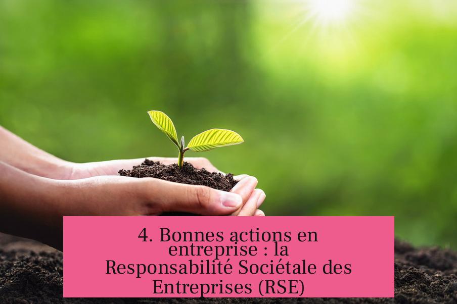 4. Bonnes actions en entreprise : la Responsabilité Sociétale des Entreprises (RSE)
