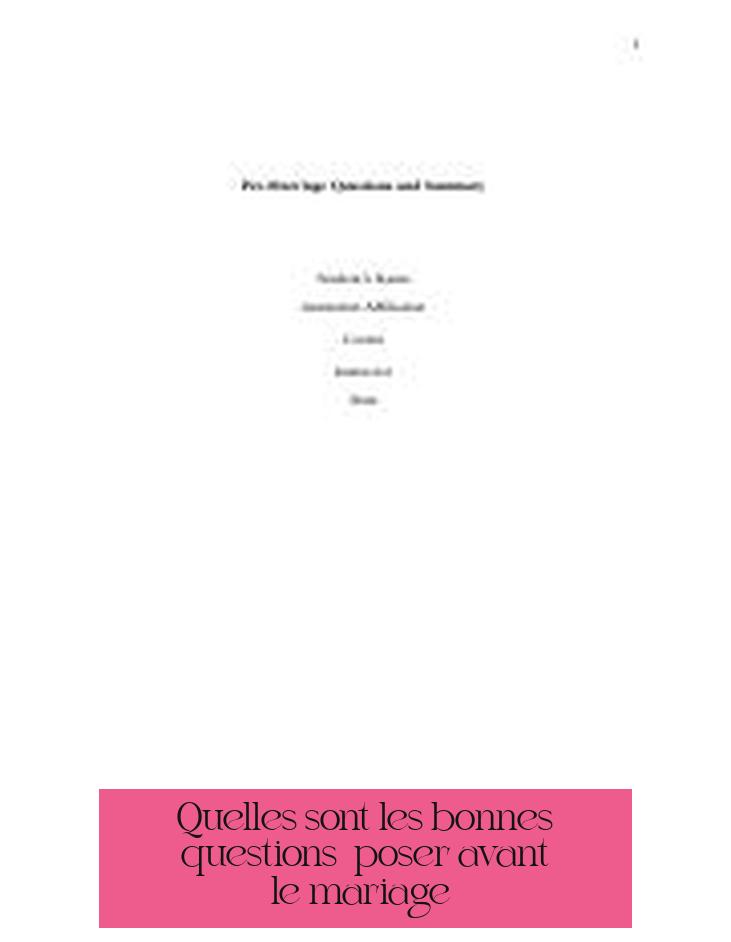 Quelles sont les bonnes questions à poser avant le mariage ?