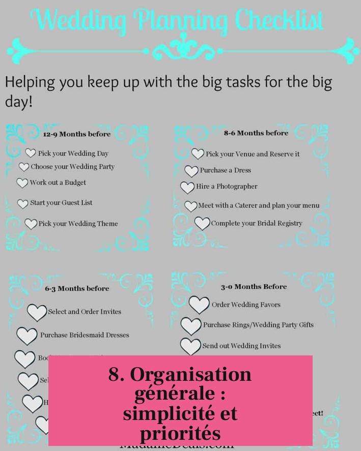 8. Organisation générale : simplicité et priorités