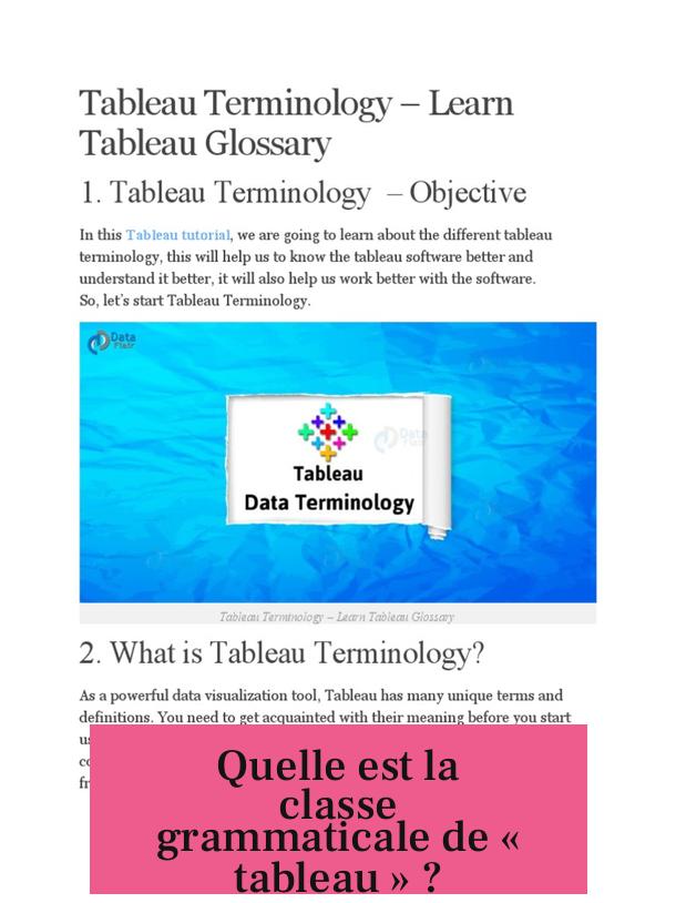 Quelle est la classe grammaticale de « tableau » ?