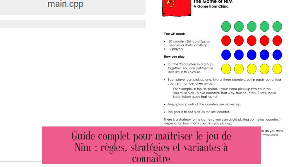 Guide complet pour maîtriser le jeu de Nim : règles, stratégies et variantes à connaître