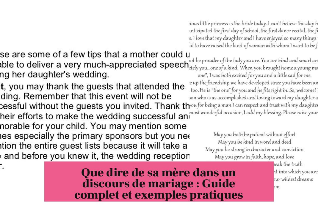 Que dire de sa mère dans un discours de mariage : Guide complet et exemples pratiques