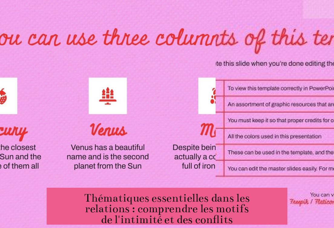 Thématiques essentielles dans les relations : comprendre les motifs de l'intimité et des conflits