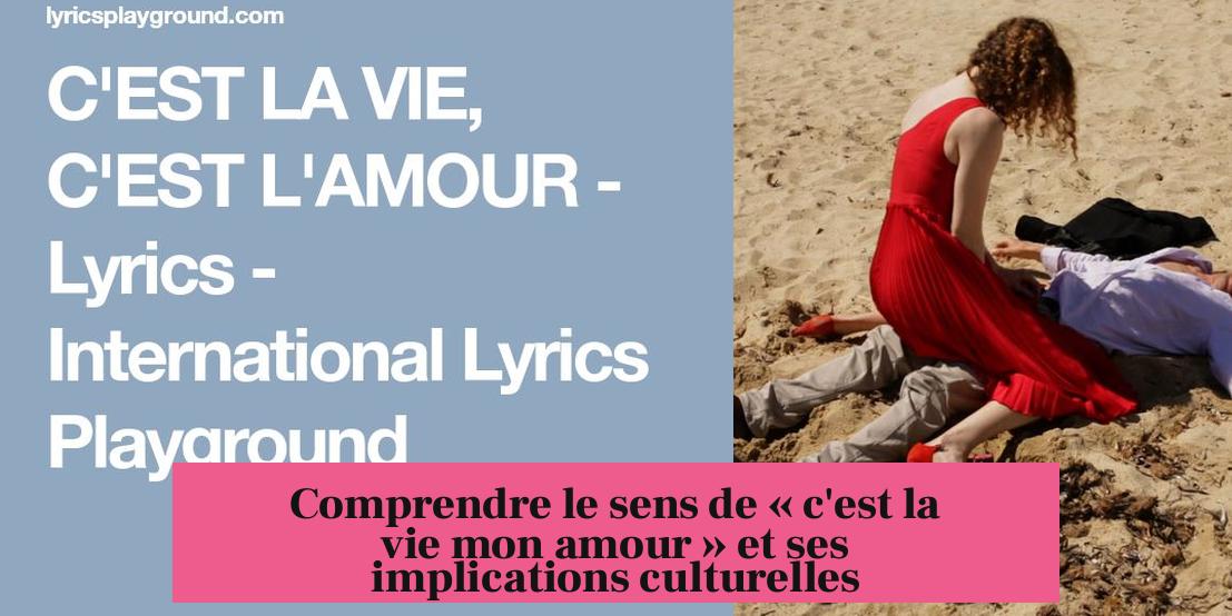 Comprendre le sens de « c'est la vie mon amour » et ses implications culturelles