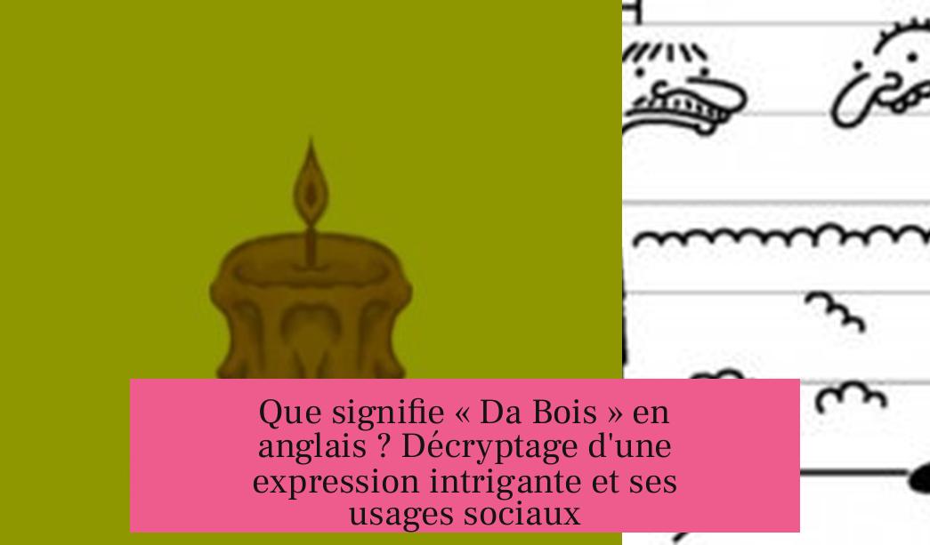 Que signifie « Da Bois » en anglais ? Décryptage d'une expression intrigante et ses usages sociaux