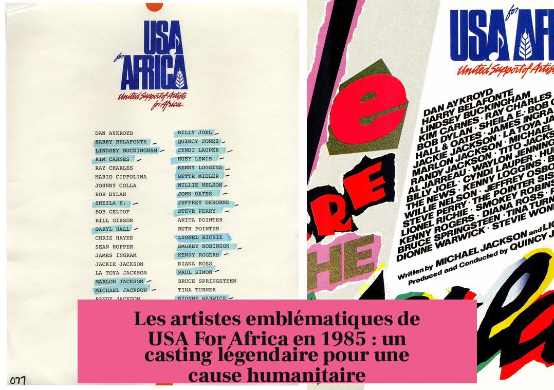 Les artistes emblématiques de USA For Africa en 1985 : un casting légendaire pour une cause humanitaire