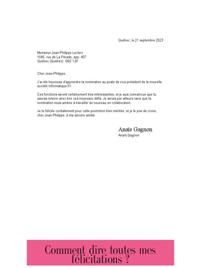 Comment dire toutes mes félicitations ?