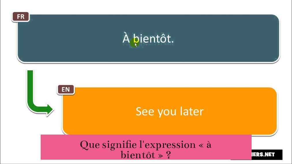 Que signifie l'expression « à bientôt » ?