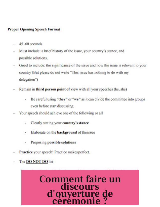Comment faire un discours d'ouverture de cérémonie ?