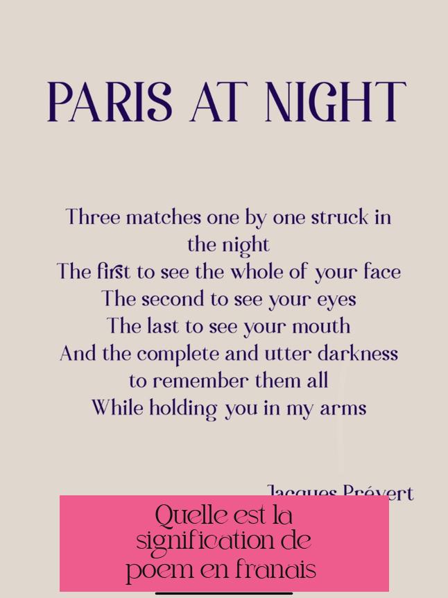 Quelle est la signification de "poem" en français ?