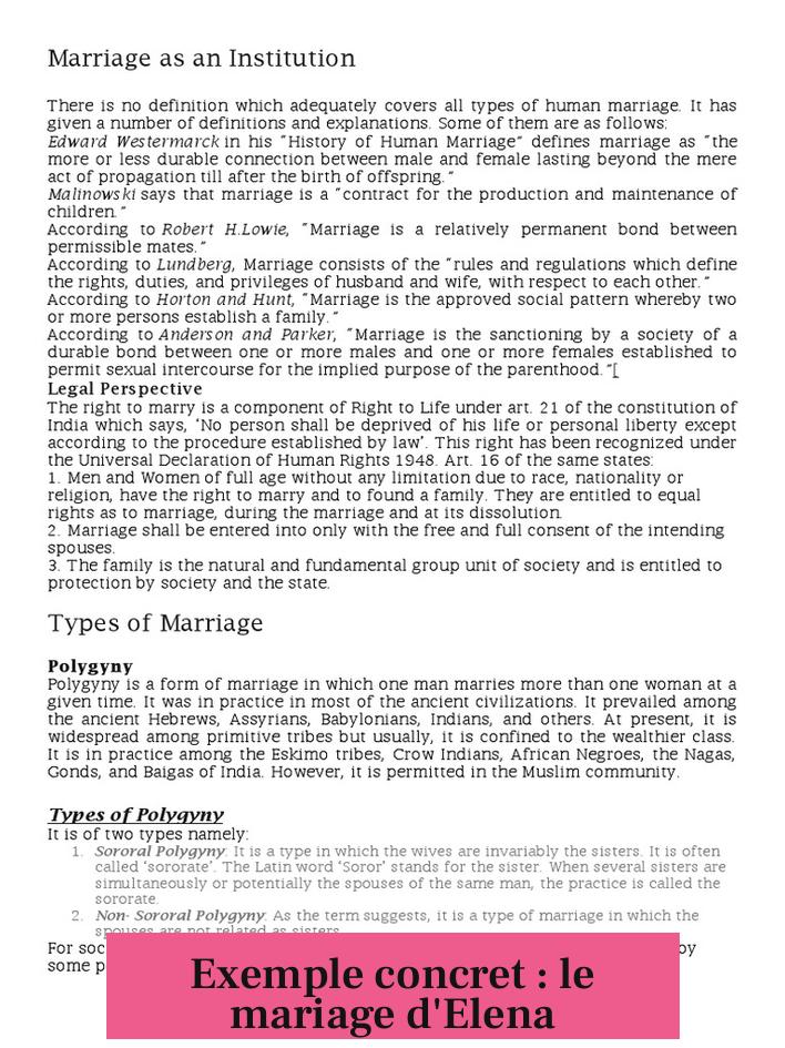 Exemple concret : le mariage d'Elena