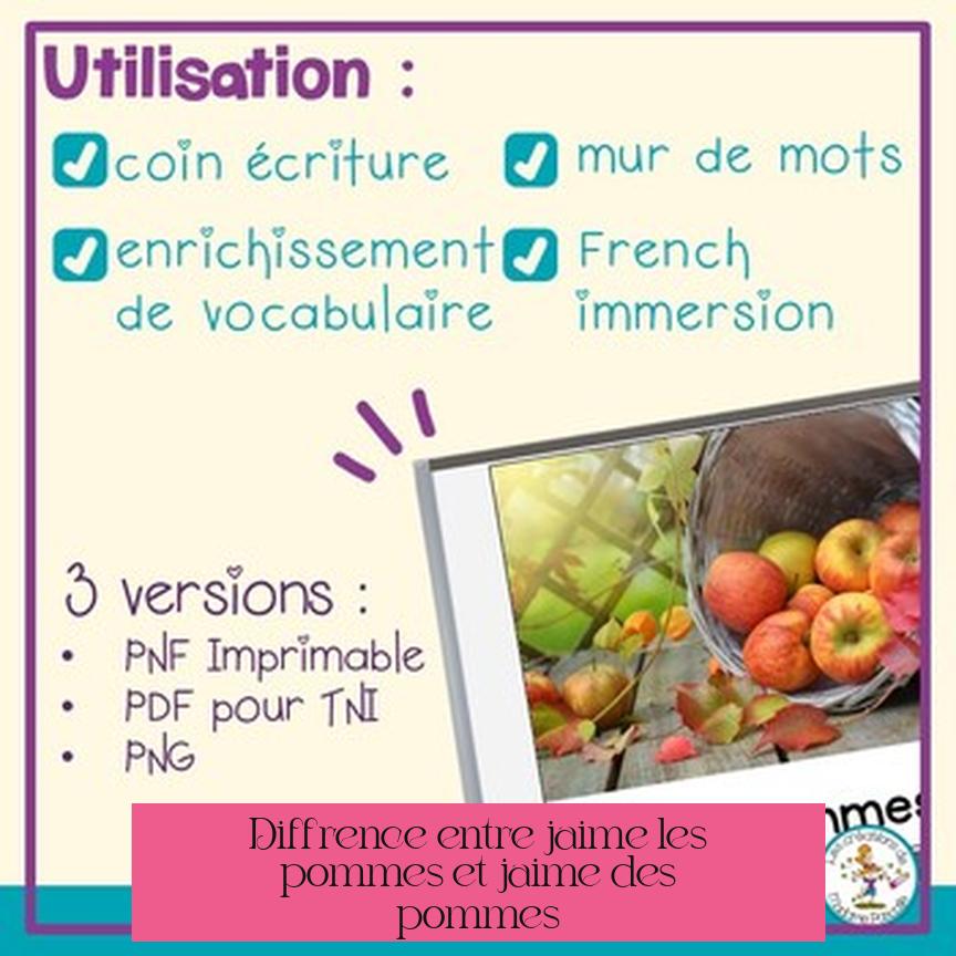 Différence entre "j'aime les pommes" et "j'aime des pommes"