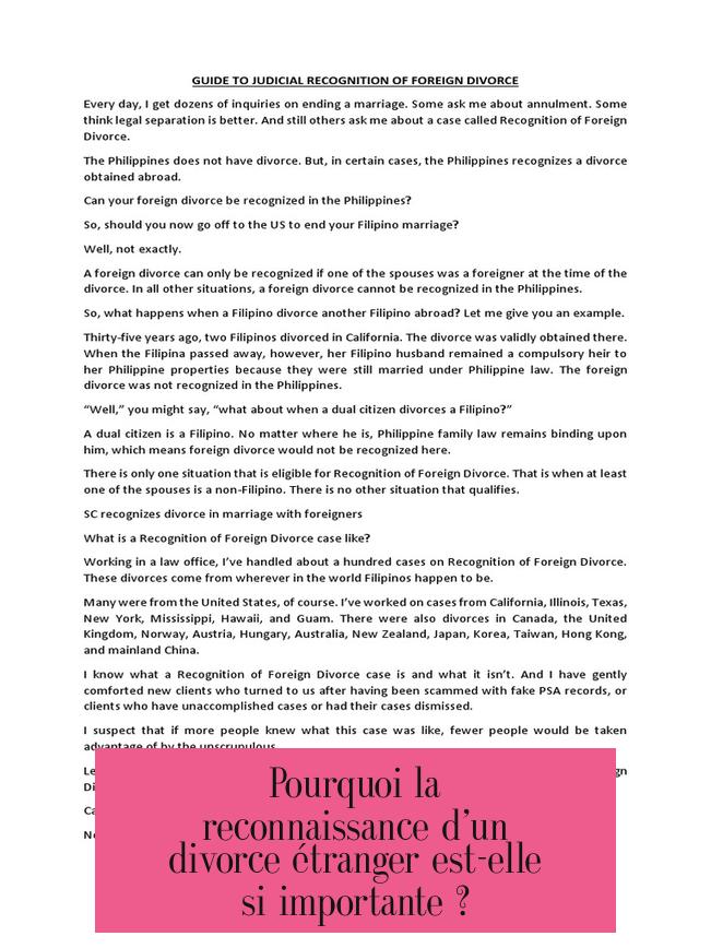 Pourquoi la reconnaissance d’un divorce étranger est-elle si importante ?