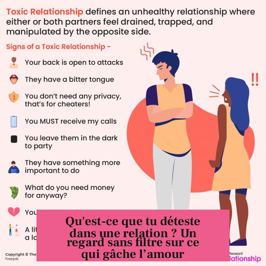 Qu'est-ce que tu déteste dans une relation ? Un regard sans filtre sur ce qui gâche l’amour