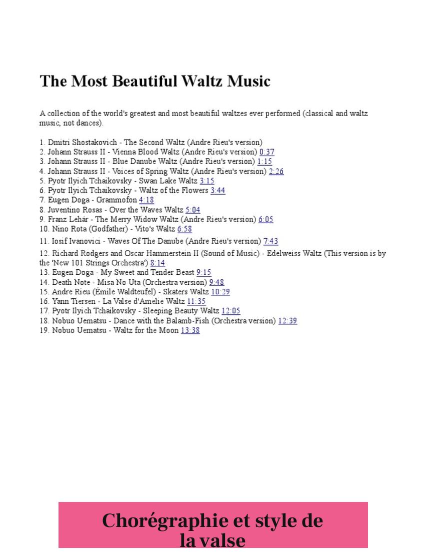 Chorégraphie et style de la valse