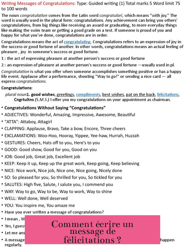 Comment écrire un message de félicitations ?