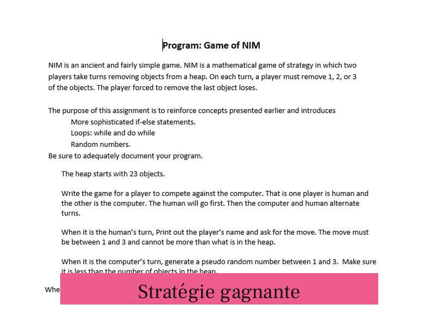 Stratégie gagnante