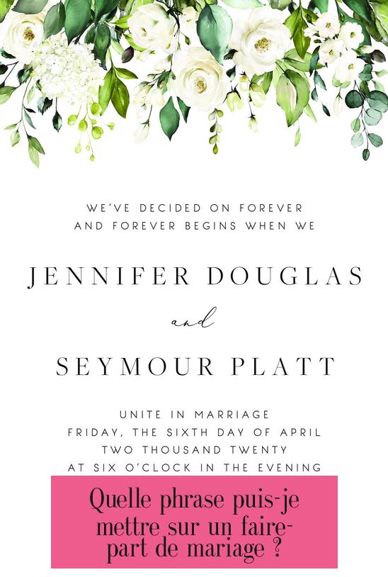 Quelle phrase puis-je mettre sur un faire-part de mariage ?