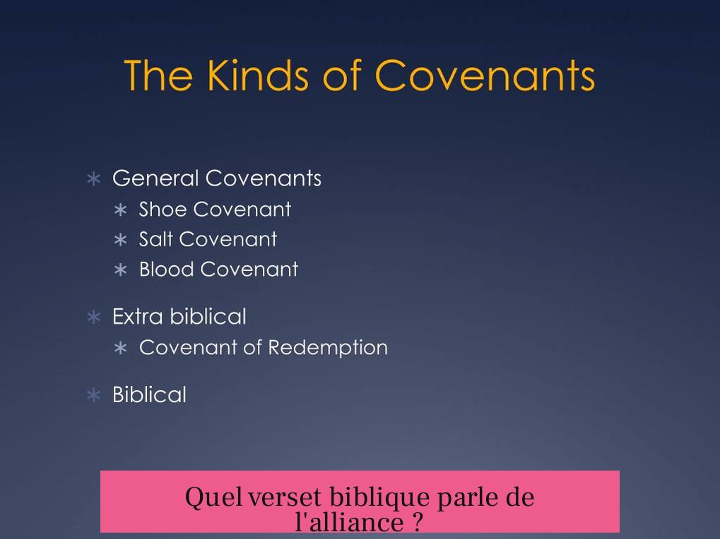 Quel verset biblique parle de l'alliance ?