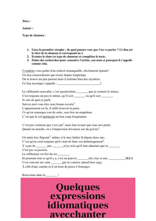 Quelques expressions idiomatiques avecchanter