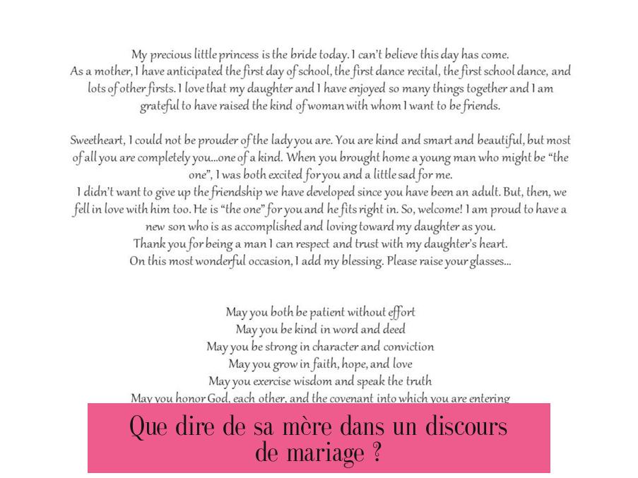 Que dire de sa mère dans un discours de mariage ?
