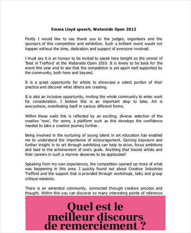 Quel est le meilleur discours de remerciement ?