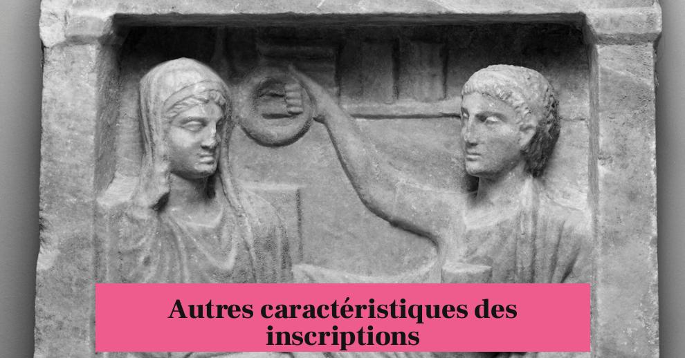 Autres caractéristiques des inscriptions